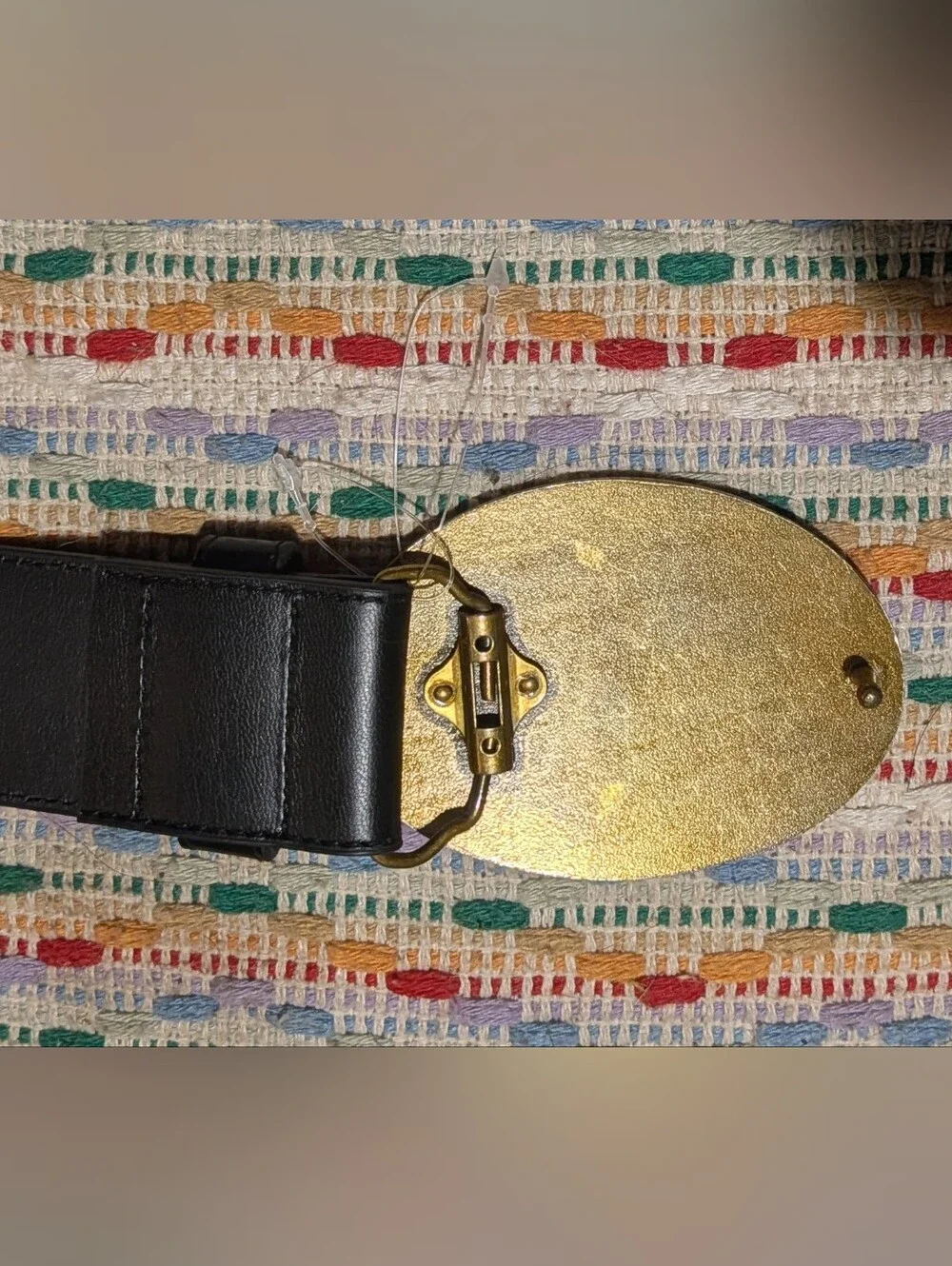 NWOT True Religion Buddha Guitar Brass Oval Buckle Black Belt 33